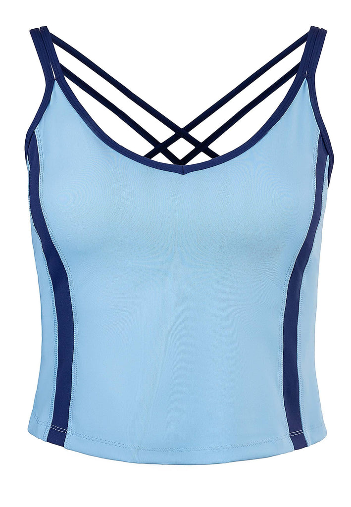 Spirit Tank Top mit integriertem BH – Dusty Baby Blue - AchievePrime 