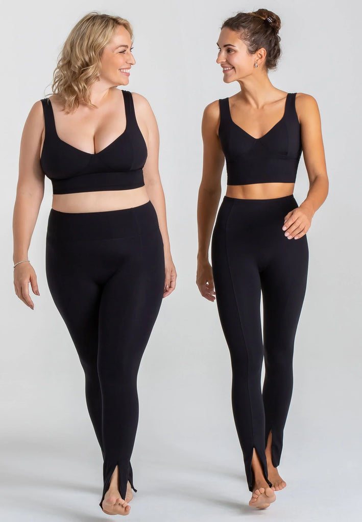 Schwarze High Waist Leggings Damen Plus Size Model