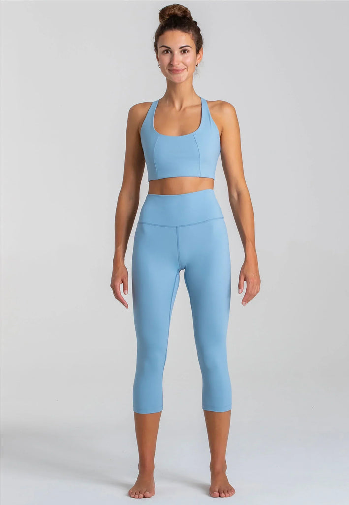 Impulse Crop Leggings Damen hellblau seidig glatt