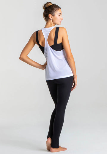 Weißes Racerback Tank Top luftiger Schnitt