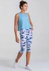 Running  Outfit Damen blaues Crop Top und Crop Leggings
