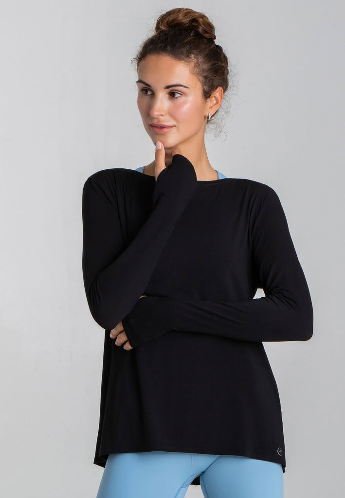 Wave Long Sleeve Top - Black - AchievePrime 1