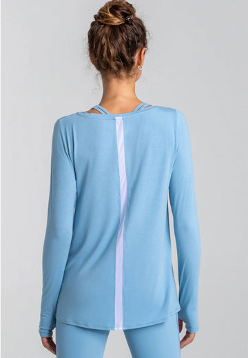 Langarmshirt Damen blau Rückendetail