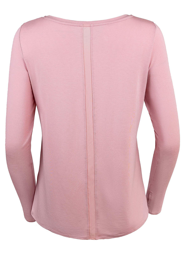 Langarmshirt Damen mit Bootsausschnitt und Rückendetail