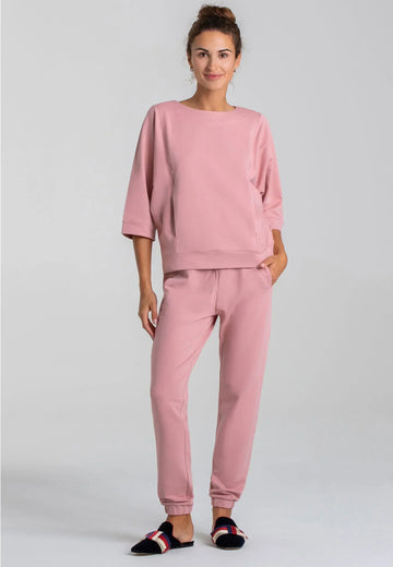 Rosa Sweatshirt Damen Baumwolle Rundhals