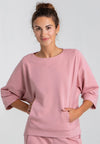 Rosa Sweatshirt Damen Baumwolle Rundhals