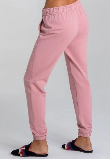 Premium Jogginghose Damen rosa Baumwolle Seitenansicht