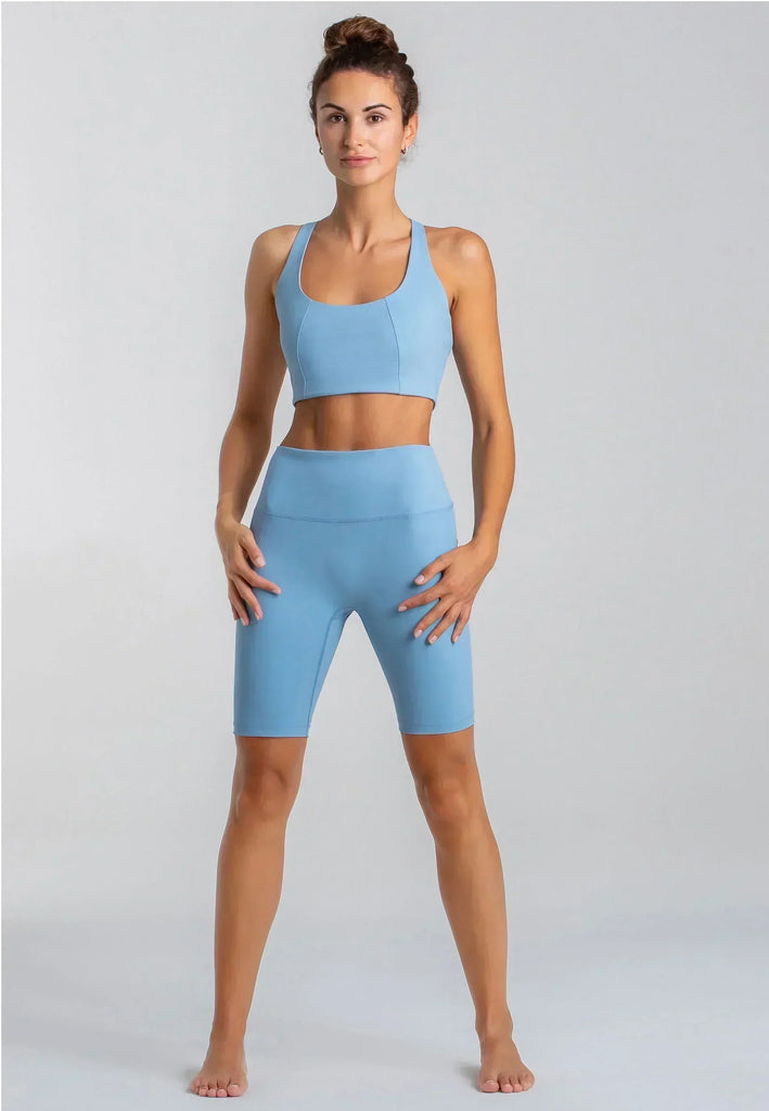 Seidiger Yoga Bra Dusty Baby Blue recycelt
