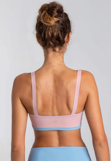 Charm Bralette Reversible - Rose Blossom Dusty Baby Blue - AchievePrime 