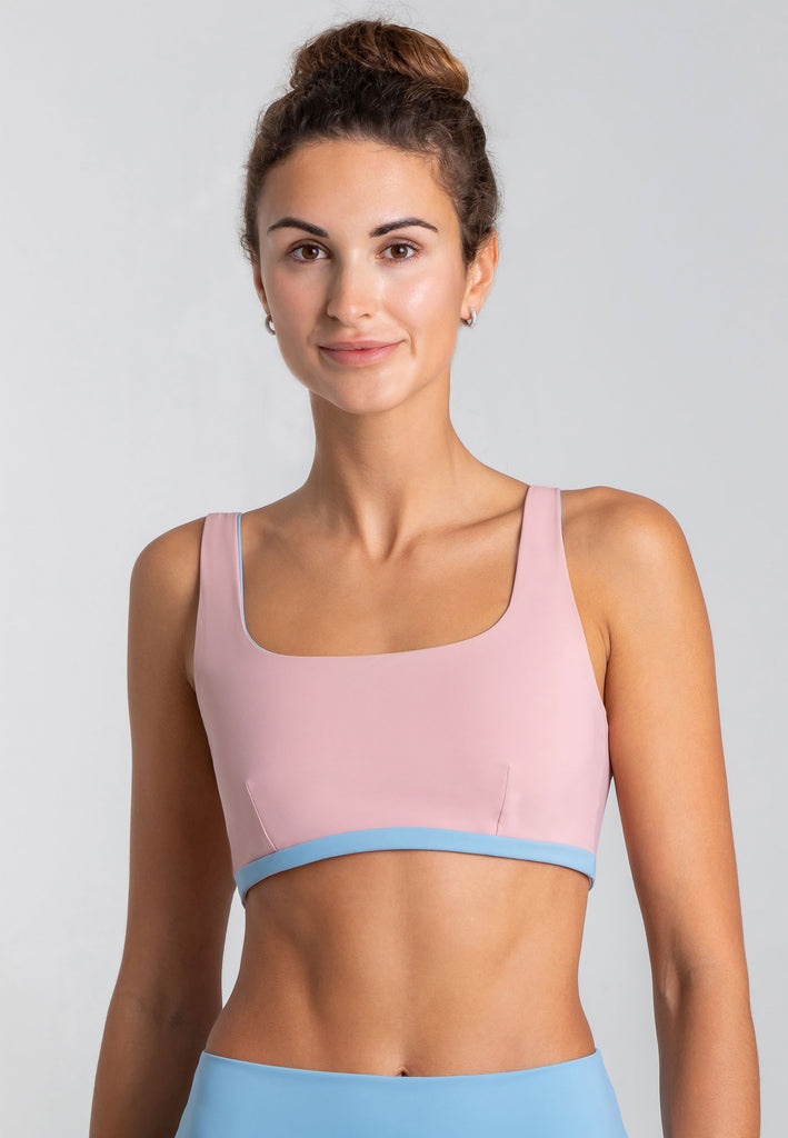 Charm Bralette Reversible - Rose Blossom Dusty Baby Blue - AchievePrime 