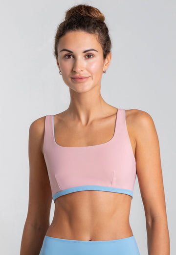 Charm Bralette Reversible - Rose Blossom Dusty Baby Blue - AchievePrime 