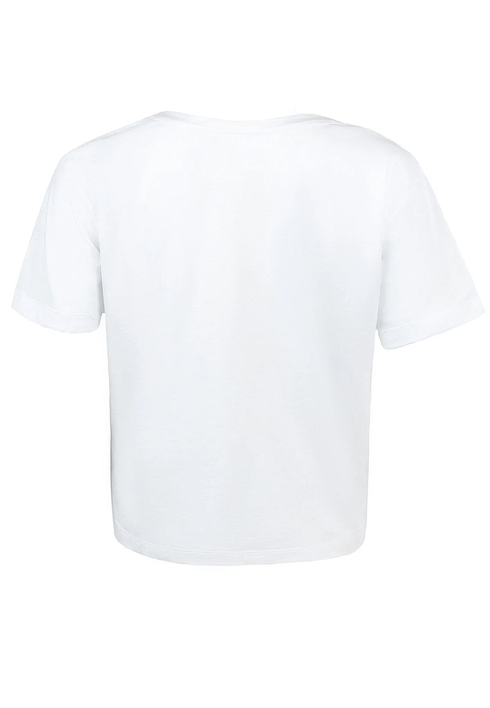 Weißes Sport T-Shirt Damen Rückansicht gerader Schnitt