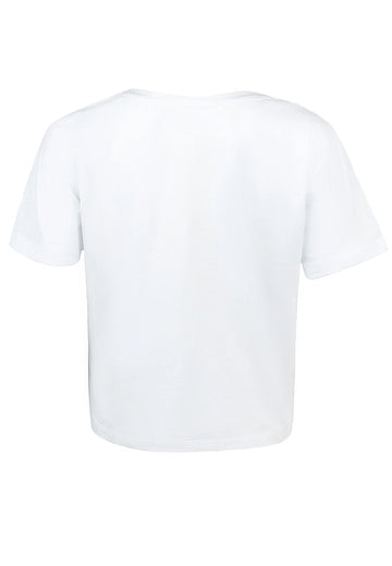 Weißes Sport T-Shirt Damen Rückansicht gerader Schnitt