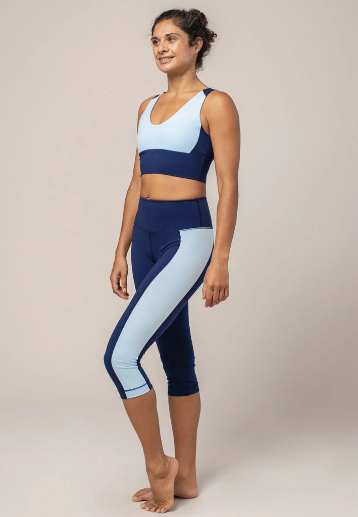 Dynamic Crop Leggings mit hohem Bund - True Blue - AchievePrime 